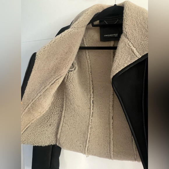 Moveable feast leather shearling biker jacket - Picture 8 of 8